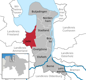 Poziția Jade pe harta districtului Wesermarsch