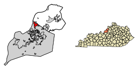 Jefferson County Kentucky Incorporated and Unincorporated areas Prospect Highlighted 2163264.svg