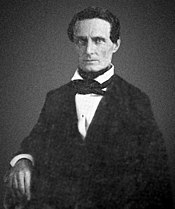 First Lieutenant Jefferson Davis was in command of Dragoon company F who later became the President of the Confederate States of America. Jefferson Davis 1847.jpg