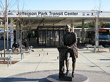 Chicago's Jefferson Park Transit Center is an intermodal hub for bus and train commuters. Jefferson Park Bus Hub.jpg