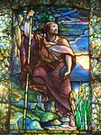 Stained glass window in Arlington Street Church created by Louis Comfort Tiffany depicting John the Baptist