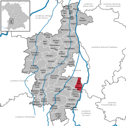 Läget för Königsbrunn i Landkreis Augsburg