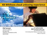 22 July 2022 - Experiences and first impressions of the KB with unboxing, setting up, configuring and tweaking their Wikibase.cloud test instance. This presentation was part of the third meeting of the Netherlands Wikibase Knowledge Group on 22 July 2022.