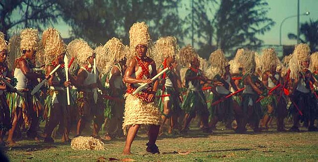 Tonga College students performing a Kailao dance.