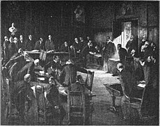 Oil painting by Friedrich Klein-Chevalier in the meeting room, shows the visit of Wilhelm II and Friedrich Alfred Krupp to the city council meeting on October 28, 1896