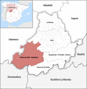 Die Lage der Comarca El Barco de Ávila - Piedrahíta in der Provinz Ávila