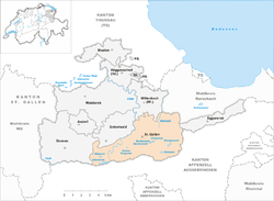 Sankt Gallenin sijainti Sankt Gallenin piirikunnassa