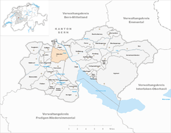 Harta e komunës Uetendorf në distriktin Thun
