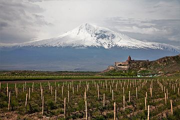 Blick über Chor Virap (Armenien) zum Ararat