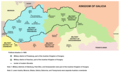 Image 19A map of the northern part of the Habsburg Kingdom of Hungary in 1850, showing the two military districts which had administrative centres in the territory of present-day Slovakia (from History of Slovakia)