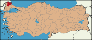 Localização da província de Kırklareli na Turquia