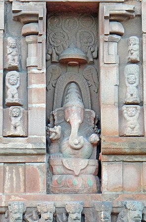 Ganesha is depicted both in the main temple and a separate shrine.
