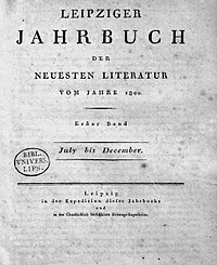 Leipziger Literaturzeitung, portada, 1er vol. Julio-diciembre de 1800