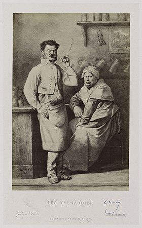 Les Thénardier dans leur auberge de Montfermeil. Illustration de Gustave Brion, 1863.