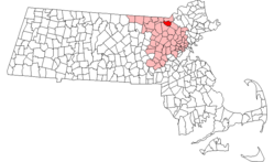 Lowells beliggenhed i Massachusetts