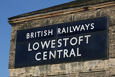 British Railways sign at Lowestoft railway station in Gill Sans