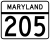Marcador de la ruta 205 de Maryland