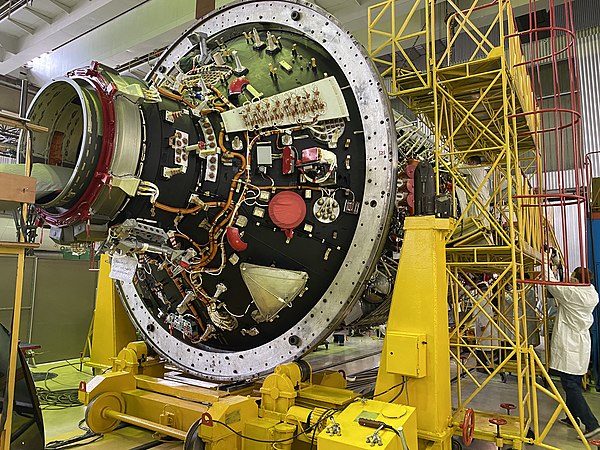 Nauka undergoing tests at Khrunichev in July 2020, a month before it was shipped to Baikonur.