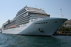 MSC Magniica's only Sri Lankan crew member on board and an ill passenger was disembarked when reached Colombo Harbour on her way back to Italy MSC Magnifica in Turkey.jpg