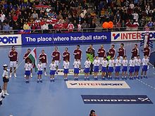 Hungarian national team in 2009 World Men's Handball Championship Madarska rukometna reprezentacija 22. sijecanj 09.jpg