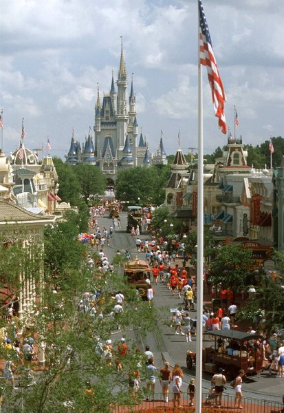 Main Street, U.S.A., with Cinderella Castle in the far distance, pre-2000.