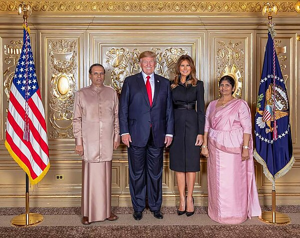 Maithripala Sirisena and Jayanthi Sirisena with Donald Trump and Melania Trump