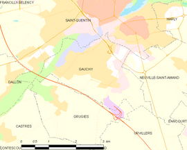 Mapa obce Gauchy