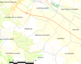 Mapa obce Mireval-Lauragais