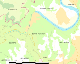 Mapa obce Boisse-Penchot