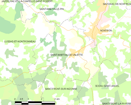 Mapa obce Saint-Martial-de-Valette