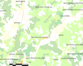 Mapa obce Savignac-les-Églises