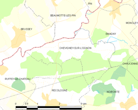 Mapa obce Chevigney-sur-l'Ognon