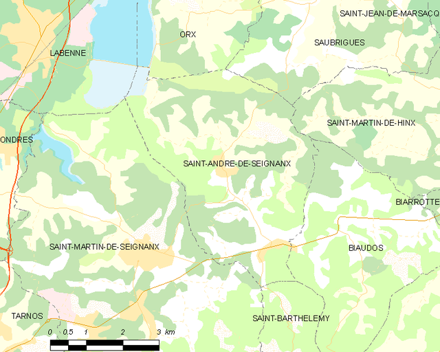Poziția localității Saint-André-de-Seignanx