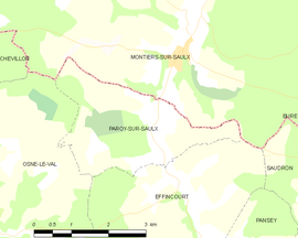 Mapa obce Paroy-sur-Saulx