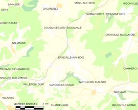 Mapa obce Erneville-aux-Bois