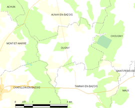 Mapa obce Ougny