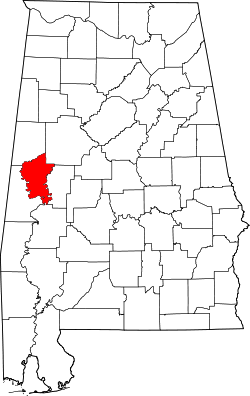 Karte von Greene County innerhalb von Alabama