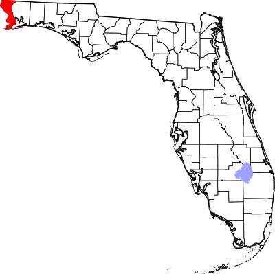 Locatie van Escambia County in Florida