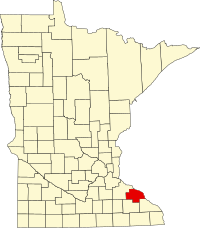 Map of Minnesota highlighting Wabasha County.svg