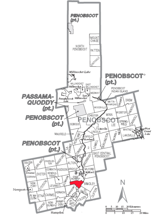 Map of Orono, Penobscot Country, Maine Highlighted.png