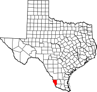 State map highlighting Zapata County