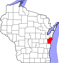 Karte von Manitowoc County innerhalb von Wisconsin