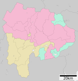 Kaart van de prefectuur Yamanashi