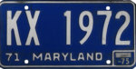Maryland Nummernschild, 1971 mit 1975 sticker.png