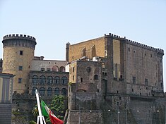 Castel Nuovo seen from the port. The Tower dell'Oro is visible on the left