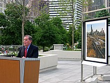 Chicago Mayor Richard M. Daley at the opening of the 2005 Revealing Chicago Exhibition in the Boeing Gallery and Chase Promenade in Millennium Park. Mayor Daley Revealing Chicago.jpg