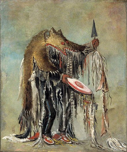 A Siksika Blackfeet Medicine Man, painted by George Catlin.