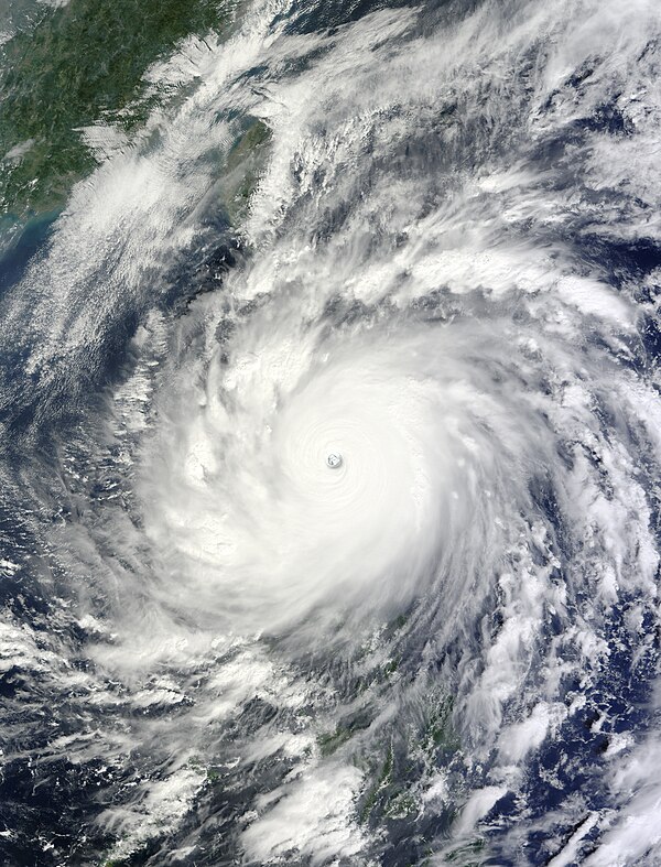Megi at peak intensity near landfall in the Philippines on October 18