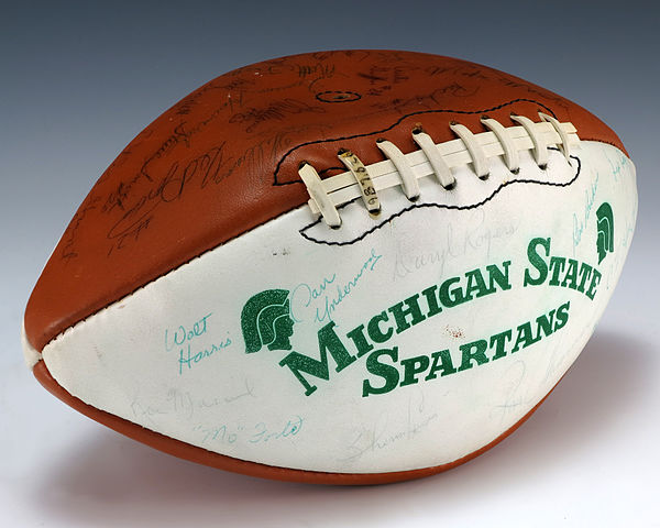 A football signed by the 1979 Michigan State Spartans football team