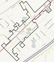 The historic district's boundaries Middletown Virginia Historic District map.jpg